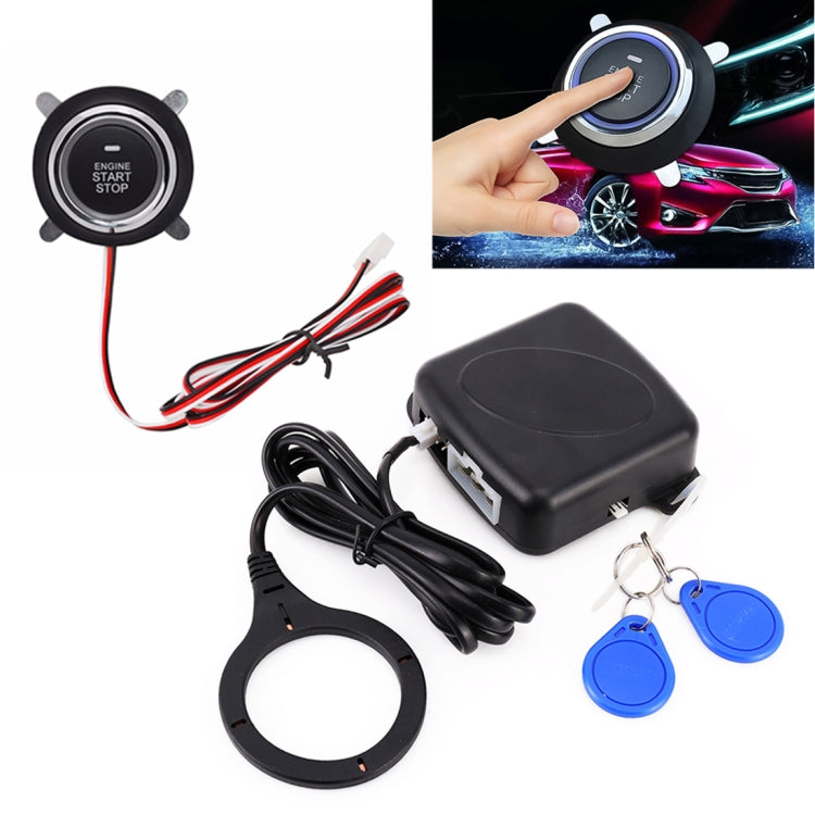Smart Car Switch Car Engine Start Stop Switch Car Push Start Switch, with RFID Alarm System, Blue Light, Car Switch