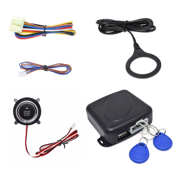 Smart Car Switch Car Engine Start Stop Switch Car Push Start Switch, with RFID Alarm System, Blue Light, Car Switch