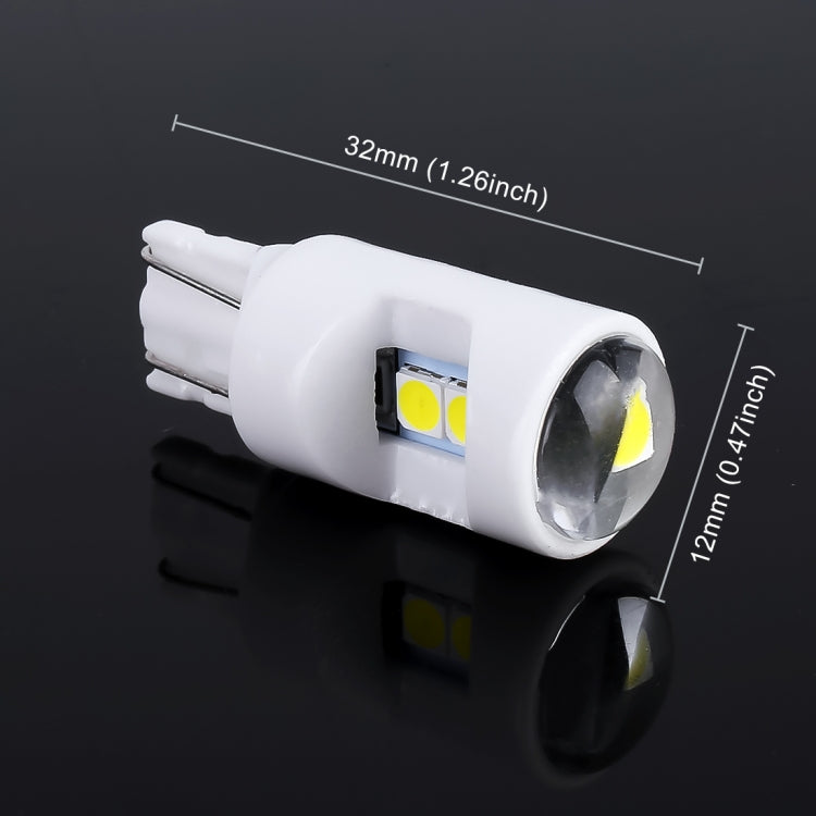 2 PCS T10 / W5W / 194 DC 12V 1.2W 6LEDs SMD-3030 Car Reading Lamp Clearance Light, with Projector Lens Light