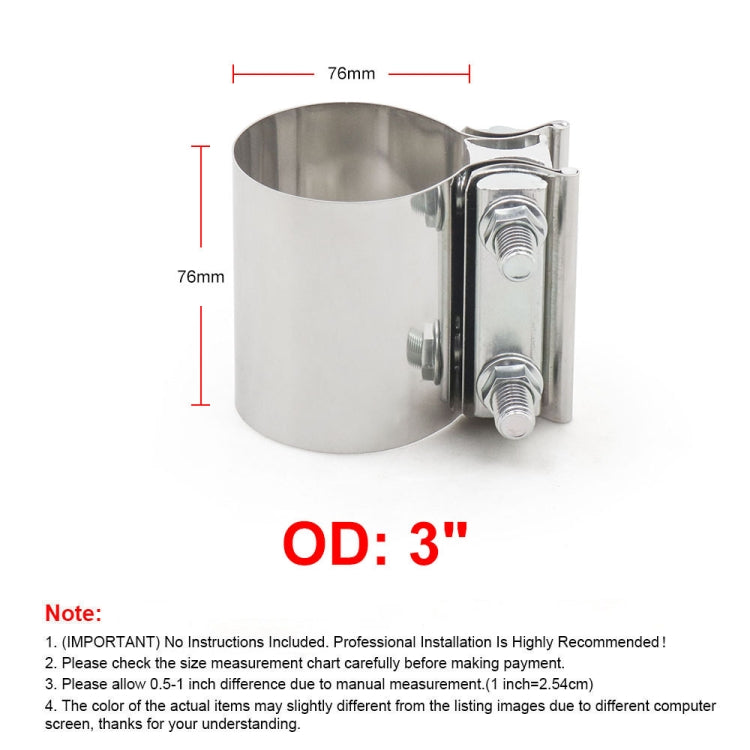 3 Zoll Auto Turbo Auspuff Downpipe Edelstahl Überlappungsverbindung Bandschelle, 3 Zoll
