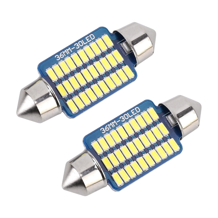 2 PCS 36mm DC12V / 1.5W / 6000K / 100LM 30LEDs SMD-3014 Car License Plate Light / Dome Light, with Decoder, 1.5W 36mm