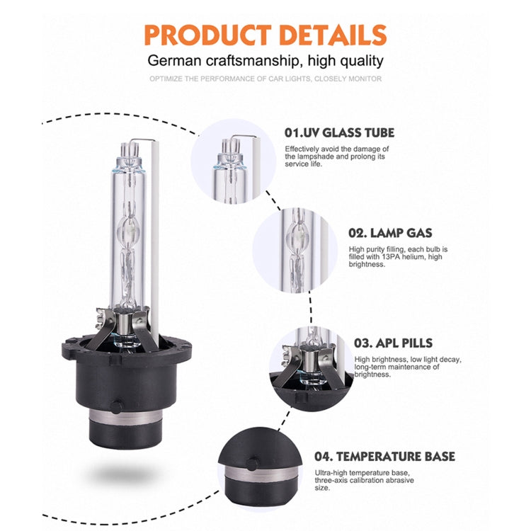 2 STK D4R 35W 3800 LM 8000K HID-Birnen Xenon-Lampen, DC 12V, D4R