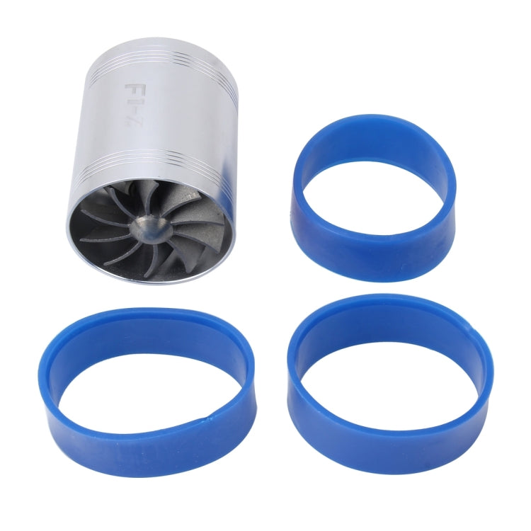 F1-Z Car Stainless Universal Supercharger Dual Double Turbine Air Intake Fuel Saver Turbo Turboing Charger Fan Set kit, Double Side(Blue), Double Side(Black), Double Side(Red), Double Side(Silver)
