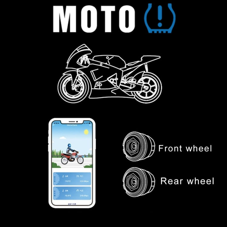 Motorrad-Bluetooth-Reifendruckkontrollsystem (TPMS) mit Handy-App-Erkennung und 2 externen Sensoren, TPMS