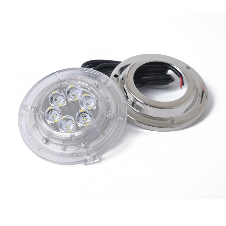 DC 10-30V 12W IP68 316 Stainless 6 LEDs White Light Underwater Light Boat High Power Bright for Marine / Yacht, 12W White Light