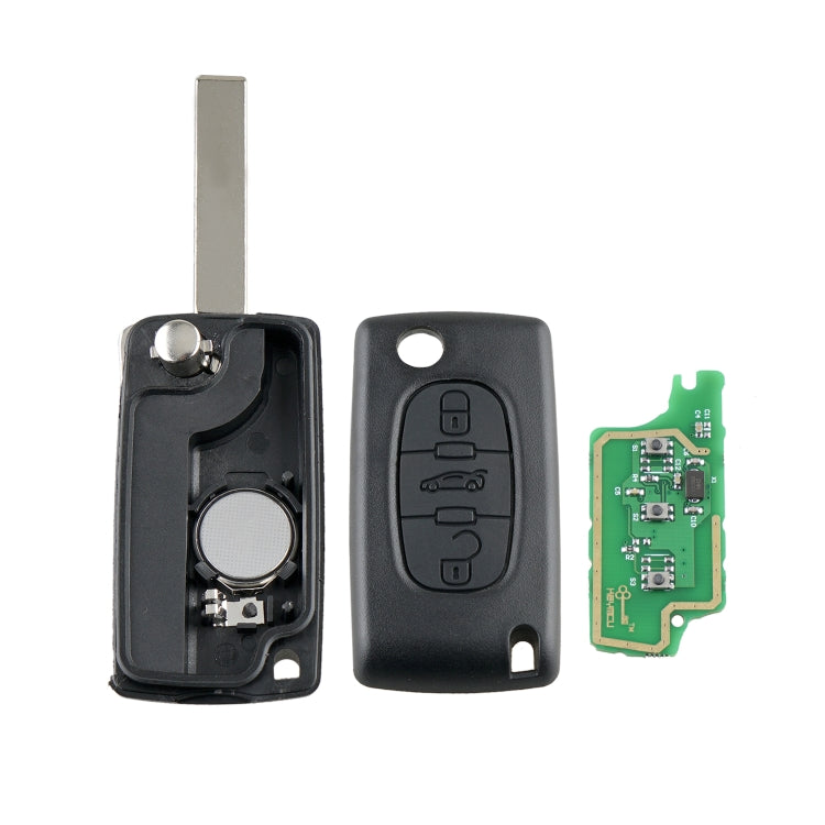 Für PEUGEOT 3 Tasten Intelligenter Autoschlüssel mit integriertem Chip & Batterie & Halter & geschlitztem Schlüsselbart, Frequenz: 433MHz, 3 Tasten