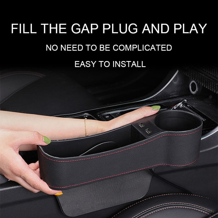 Car Multi-functional Co-pilot Seat Console PU Leather Box Cigarette Lighter Charging Pocket Cup Holder Seat Gap Side Storage Box, Co-pilot Seat