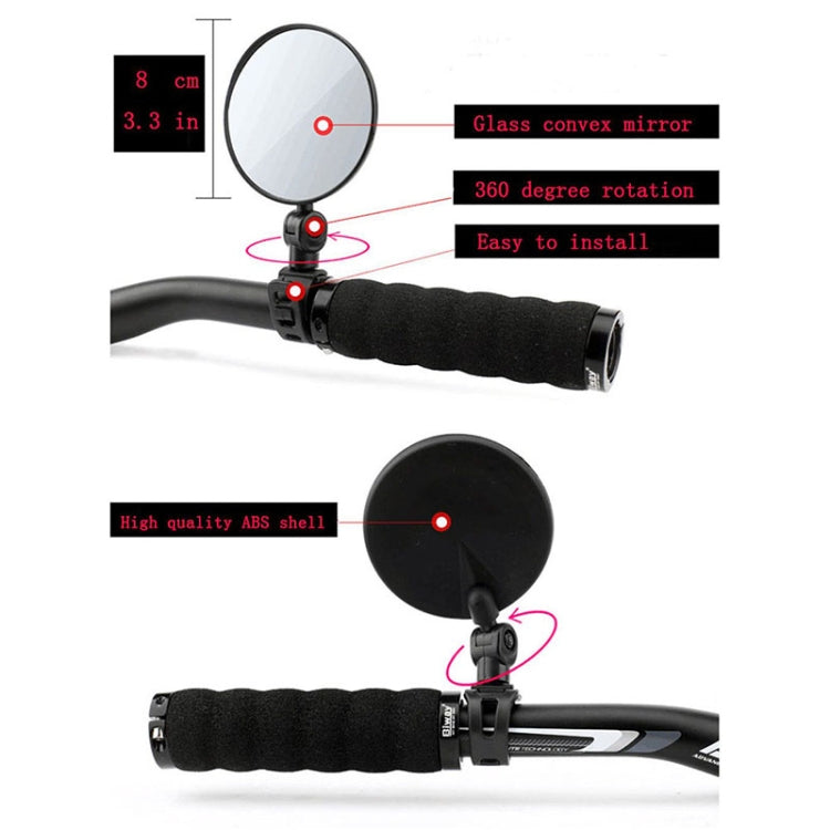 Universal 360 Rotate Adjustable Bicycle Rearview Handlebar Wide-angle Convex Mirror Cycling Rear View Mirror, View Mirror