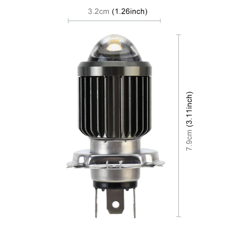 H4 DC12-80V / 10W / 6000K / 3000K / 800LM Bicolor Motorcycle Headlights with Projector Lens, H4