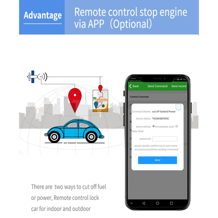 TK300 4G GPS / GPRS / GSM Echtzeit Auto-LKW-Fahrzeug-Tracking-GPS-Tracker mit Batterie und Relais, TK300