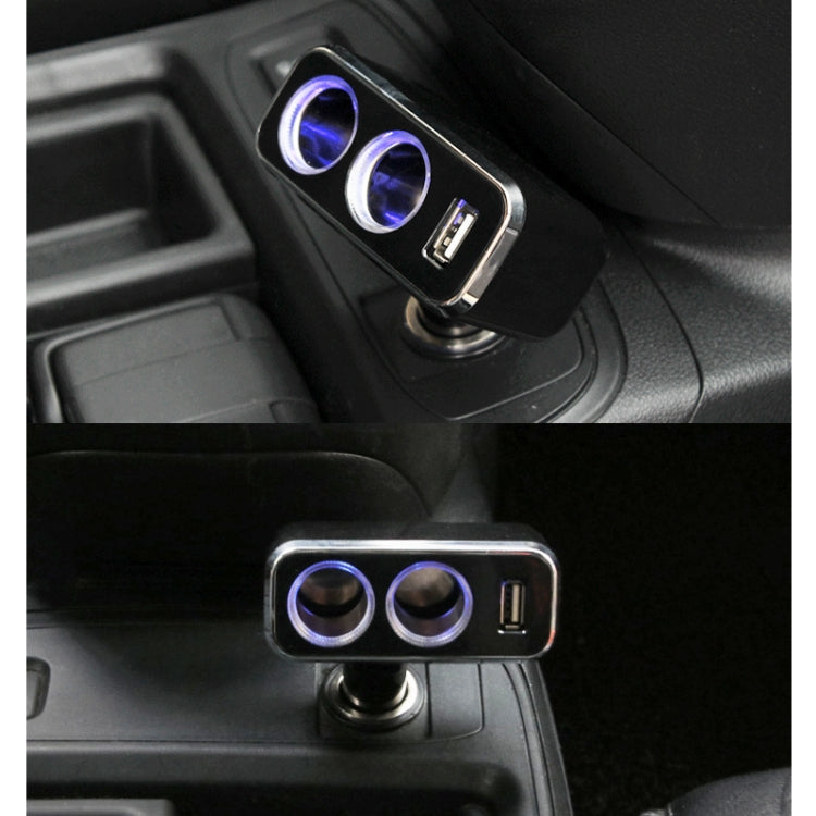 SHUNWEI SD-1909 80W 0.8A Car 2 in 1 USB Charger 90 Degree Free Rotation Cigarette Lighter, SD-1909 (Black), SD-1909