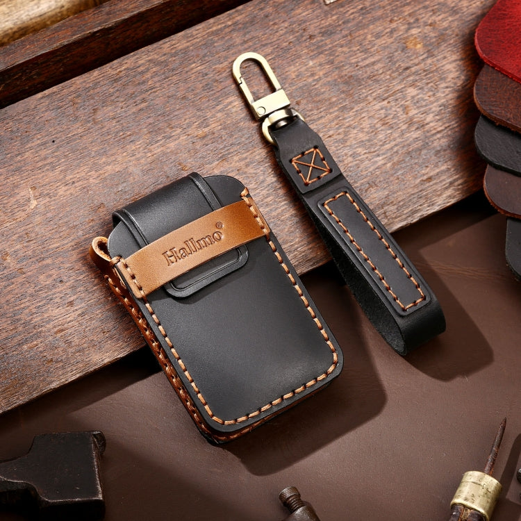 Hallmo Car Cowhide Leather Key Protective Cover Key Case for Volvo 5-button, For Volvo 5-button