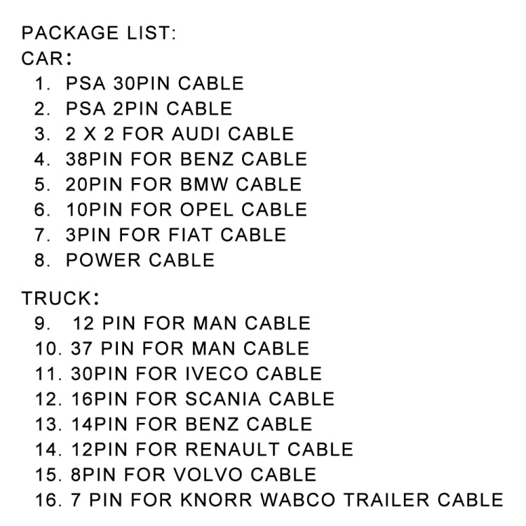 Truck / Car 16 in 1 Conversion Cable Set, 16 in 1 Truck / Car Conversion Cable