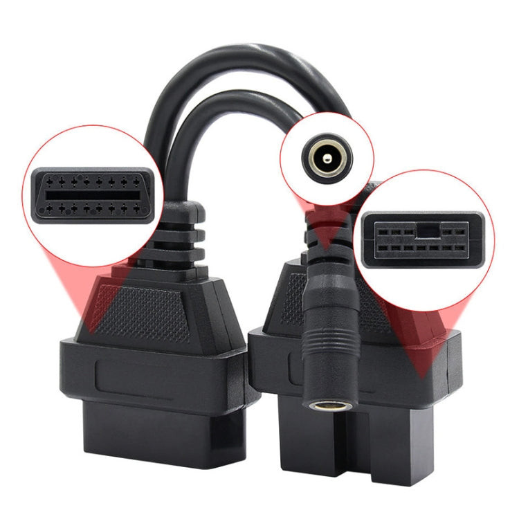 12-poliges auf 16-poliges Auto-OBD2-Konvertierungskabel, OBDII-Diagnoseadapterkabel für Mitsubishi, 12-polig auf 16-polig für Mitsubishi