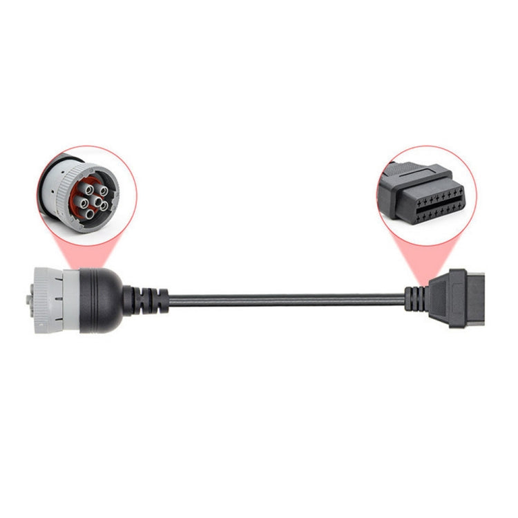 J1708 6-Pin auf OBD2 16-Pin Buchse Kfz-Diagnoseadapterkabel, 6-Pin auf OBD2