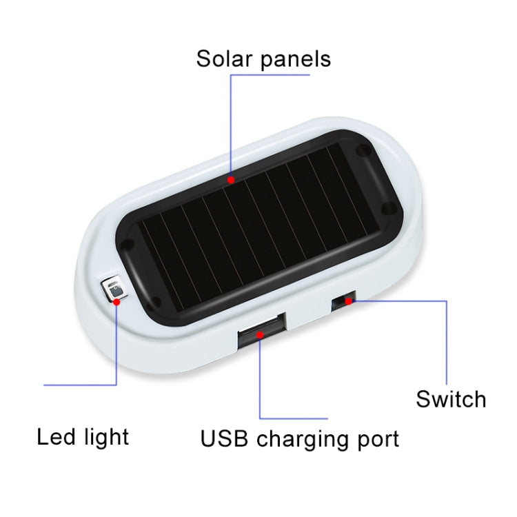 Car Solar Energy Anti-theft Device LED Warning Light, Blue, Red