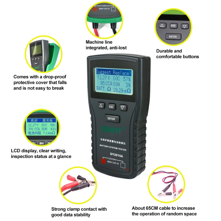 DUOYI DY2015A Auto 12V 24V Digitale CCA Last Batterie Ladung Digitale Kapazitätstester, DY2015A