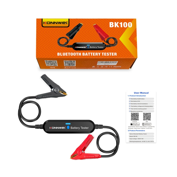 KONNWEI BK100 X431 BST360 Auto-Bluetooth-Batterietester, BK100 (Schwarz), BK100