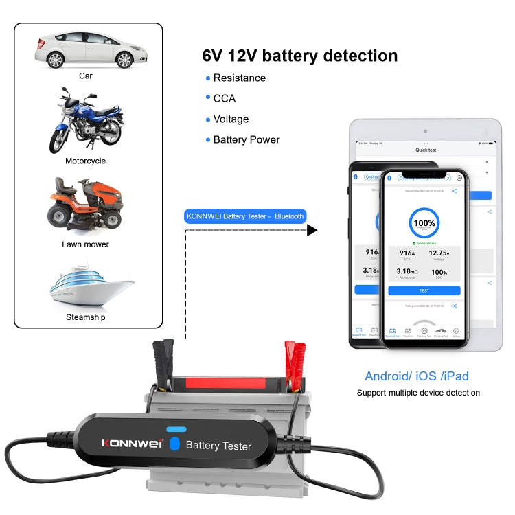KONNWEI BK100 X431 BST360 Auto-Bluetooth-Batterietester, BK100 (Schwarz), BK100