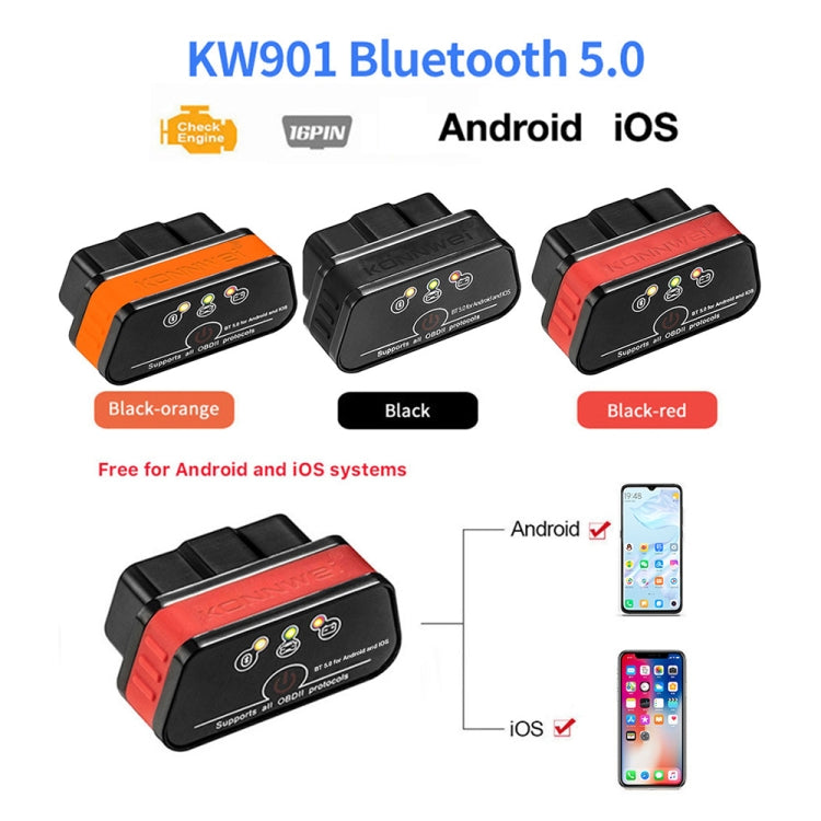 KONNWEI KW901 Android Phone OBD2 Car Bluetooth 5.0 Diagnostic Scan Tools, Bluetooth 5.0