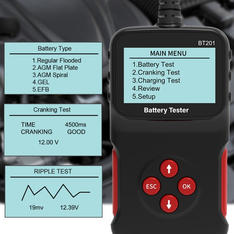 BT201 12V Universal Auto Multifunktionales Batterie-Diagnose-Fehlerdetektor, BT201