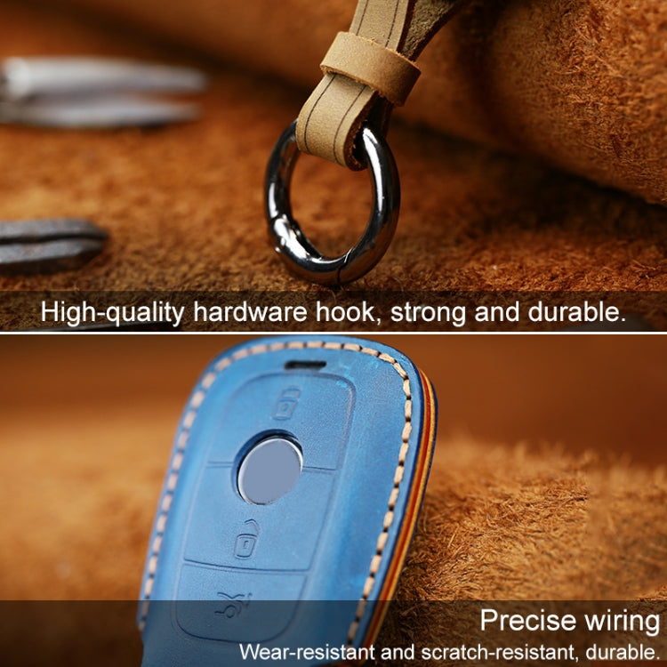 For Mercedes-Benz Colorful Edge Style Car Cowhide Leather Key Protective Cover Key Case, For Mercedes-Benz
