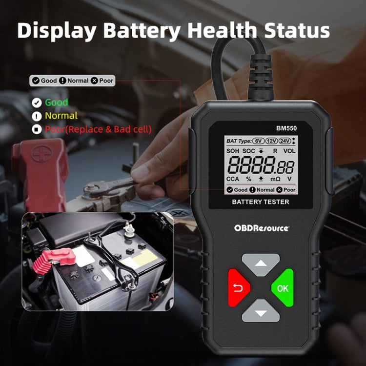 BM550 6V / 12V / 24V 3 in 1 Battery Tester Analyzer Battery Life Detector, BM550