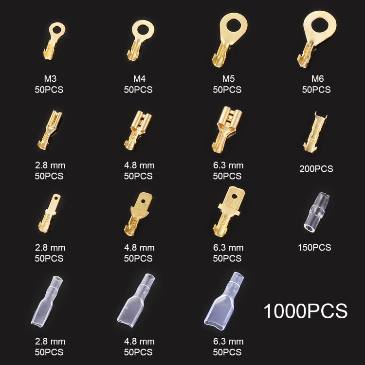 1000 in 1 Cable Spade Plug Connector DIY Terminal Connectors, 1000 in 1
