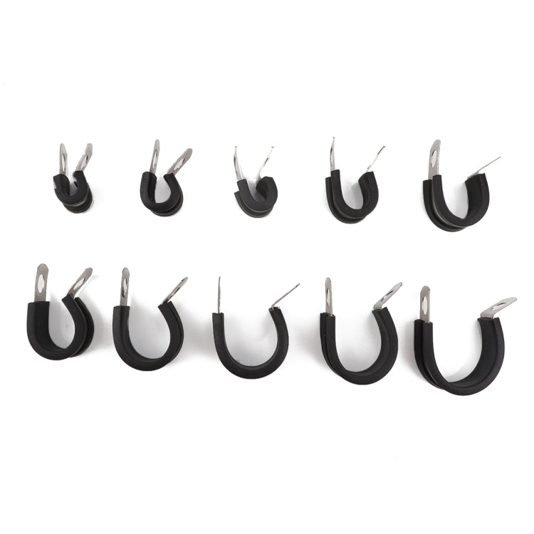 10 PCS Car Rubber Cushion Pipe Clamps Stainless Steel Clamps, Size: 13/8 inch (42mm), Size: 13/8 inch (42mm)