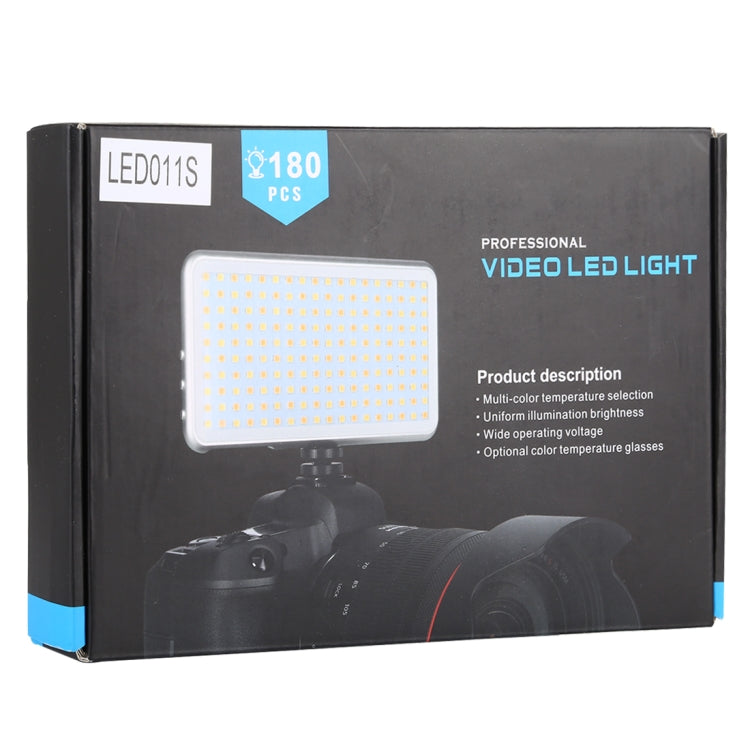 LED011S Pocket 180 LEDs Professional Vlogging Photography Video & Photo Studio Light with OLED Display & Cold Shoe Adapter Mount for Canon / Nikon DSLR Cameras, 180 LED