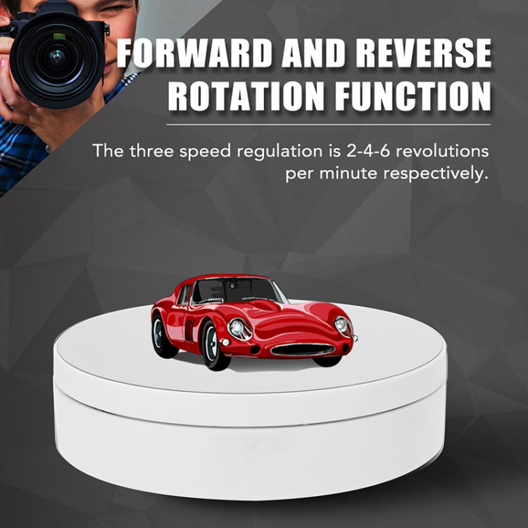 13.8cm Mirror Style USB Charging Smart 360 Degree Rotating Turntable Display Stand Video Shooting Props Turntable for Photography, Load 3kg(White)