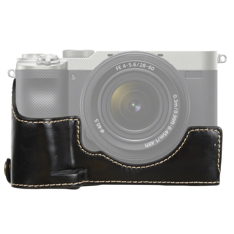 1/4 inch Thread PU Leather Camera Half Case Base for Sony ILCE-7C/A7C, For Sony ILCE-7C/A7C