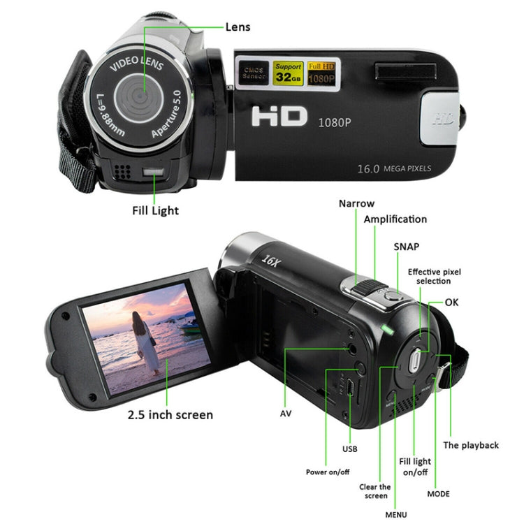 16-fach digitaler Zoom HD 16-Megapixel Heim- und Reise-DV-Kamera, UK-Stecker, UK-Stecker