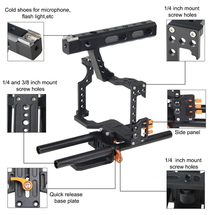 YELANGU YLG0904A Handle Video Camera Cage Stabilizer for Panasonic Lumix DMC-GH4 / Sony A7 & A7S & A7R & A7RII & A7SII