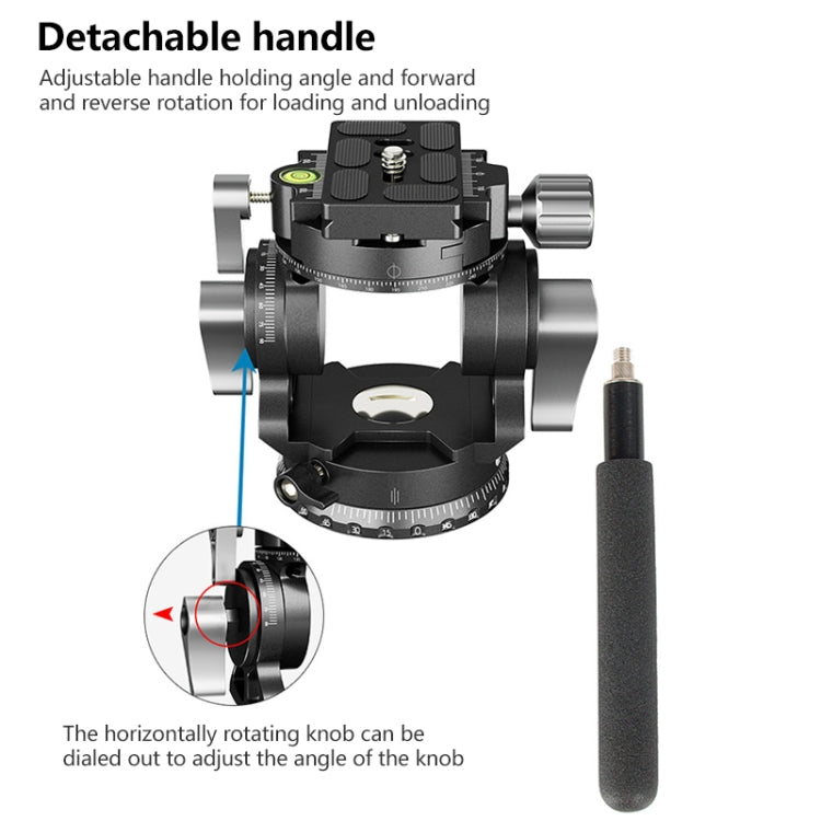 BEXIN DT-03R/S 720 Degree Panorama Heavy Duty Tripod Action Fluid Drag Head with Quick Release Plate, DT-03R/S