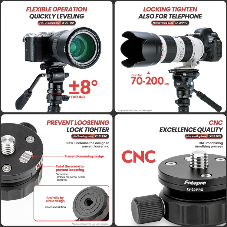 Fotopro LY-20 Pro 360 Degree Panorama Tripod Head Base (Black)