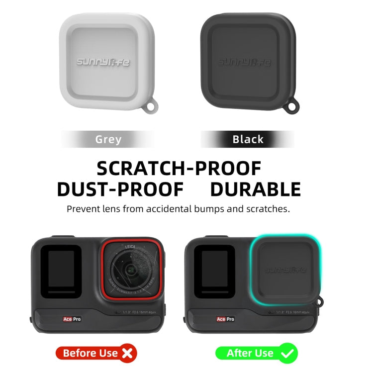 Sunnylife Silikon-Objektivschutzkappe für Insta360 Ace / Ace Pro (Schwarz)