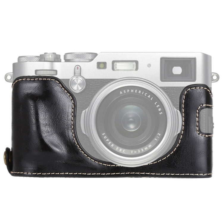 1/4-Zoll-Gewinde PU-Leder Kameratasche (Half Case) für FUJIFILM X100F, für FUJIFILM X100F