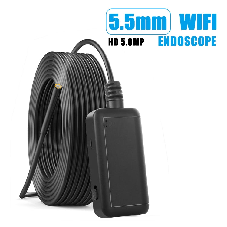 F220 5.5mm HD 5.0MP WIFI Inspektionskamera Endoskop mit 6 LEDs, Länge: 5m