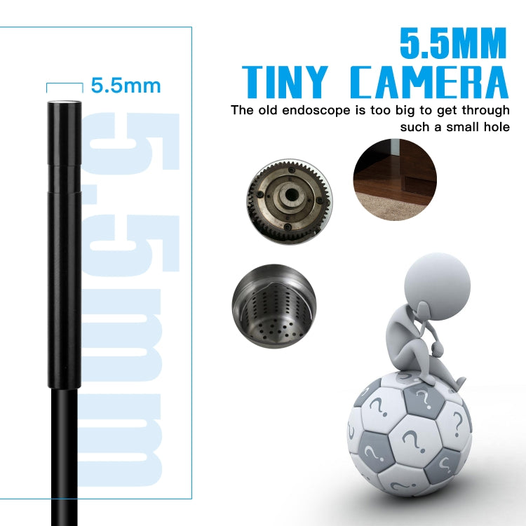 F220 5.5mm HD 5.0MP WIFI Inspektionskamera Endoskop mit 6 LEDs, Länge: 5m