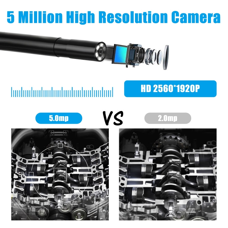 F220 5.5mm HD 5.0MP WIFI Inspektionskamera Endoskop mit 6 LEDs, Länge: 5m