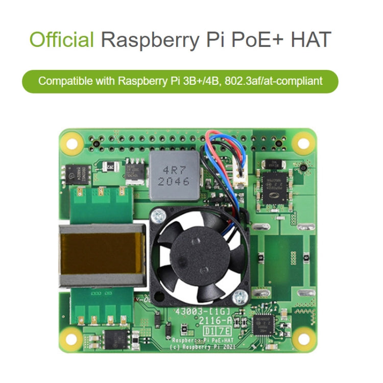Waveshare Raspberry Pi PoE+ HAT Ethernet Expansion Board for Raspberry Pi 3B+/4B