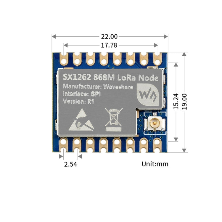 Waveshare Core1262-868M Anti-Interference SX1262 LoRa Module, EU868 Band