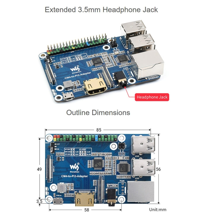 Raspberry Pi CM4 auf 3B Adapter für Raspberry Pi 3 Model B/B+
