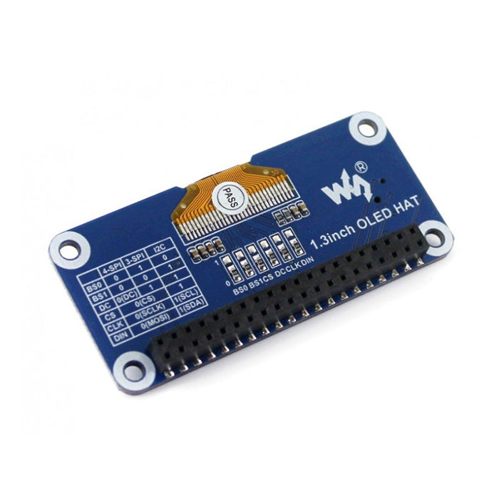 WAVESHARE 128x64 1.3inch OLED Display HAT for Raspberry Pi, 1.3inch OLED
