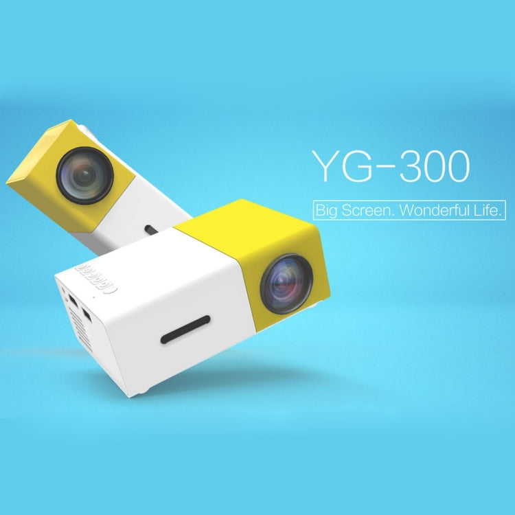 YG-300 0.8-2M 24-60 inches 400-600 Lumens LED Projector HD Home Theater with 3 in 1 Video Convert Cable & Remote Controller, Size: 12.6 x 8.6 x 4.6 cm, EU Plug