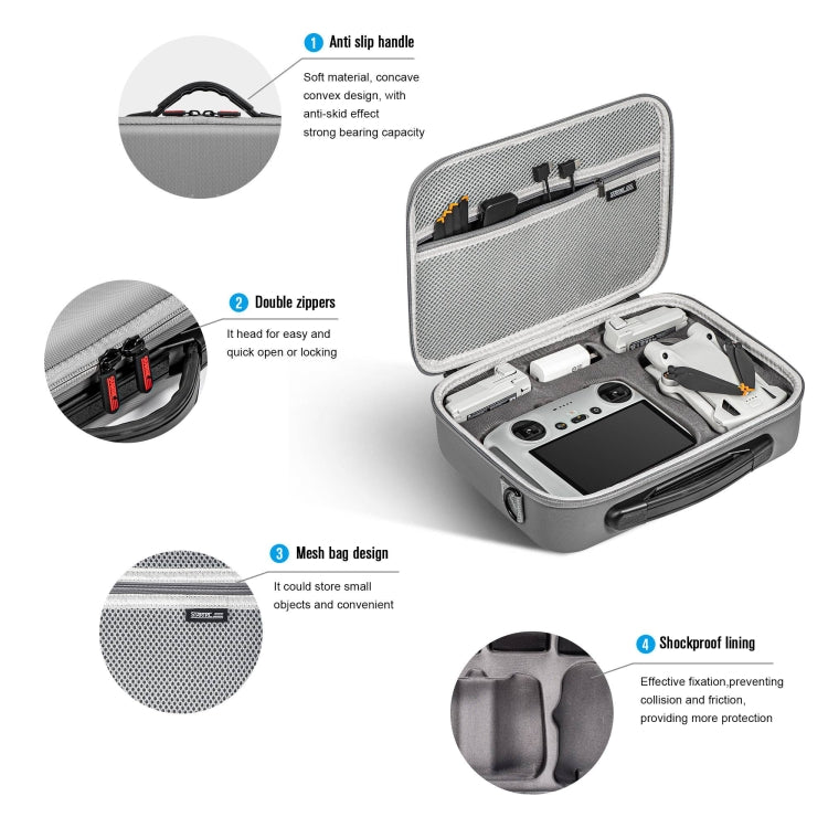 STARTRC Wasserdichte Schulter-Aufbewahrungstasche/Handtasche für DJI Mini 3 Pro / RC mit Bildschirm (Grau)