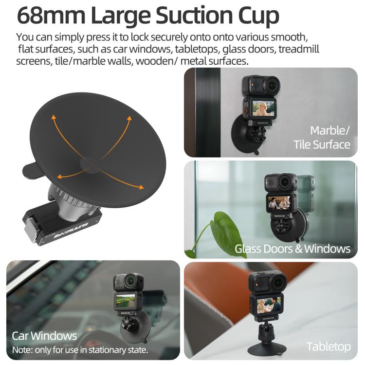 Sunnylife Dual-Direction magnetische Schnellverschluss-Kugelgelenk-Adapterhalterung, 360° drehbarer Saugnapfhalterung für DJI Osmo Nano / Action 6, für DJI Osmo Nano / Action 6