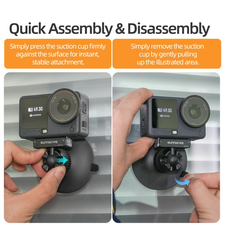 Sunnylife Dual-Direction magnetische Schnellverschluss-Kugelgelenk-Adapterhalterung, 360° drehbarer Saugnapfhalterung für DJI Osmo Nano / Action 6, für DJI Osmo Nano / Action 6