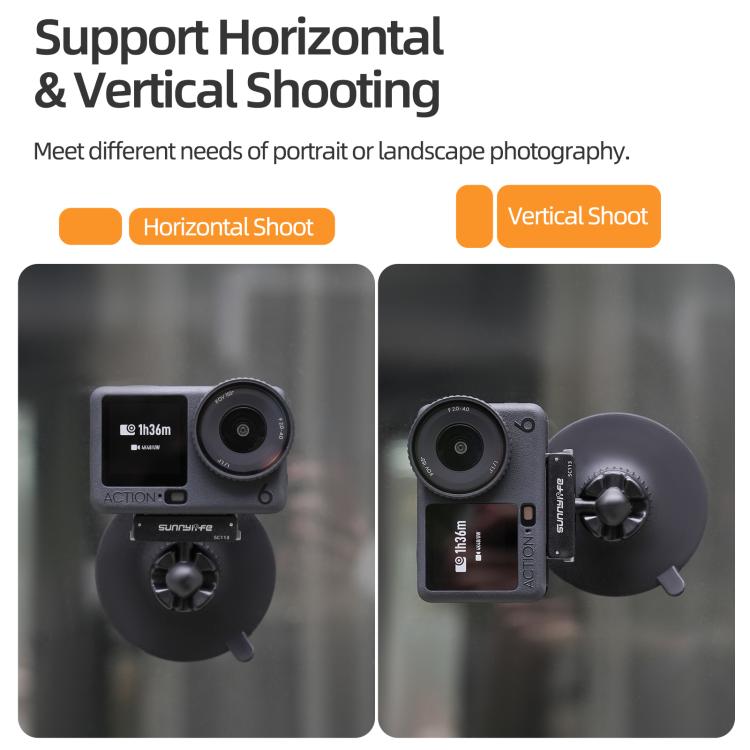 Sunnylife Dual-Direction magnetische Schnellverschluss-Kugelgelenk-Adapterhalterung, 360° drehbarer Saugnapfhalterung für DJI Osmo Nano / Action 6, für DJI Osmo Nano / Action 6